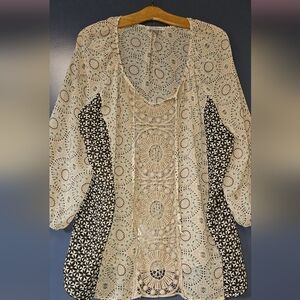 Roz & Ali Sheer Lace Tunic Size XL